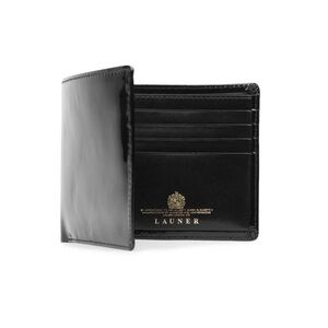 LAUNER LONDON  Eight Credit Card Wallet in Black Patent with Black Interior
